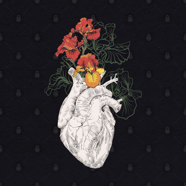 Human heart with flowers by Olga Berlet